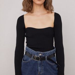 Source Unknown Sweetheart Neckline Ribbed Knit